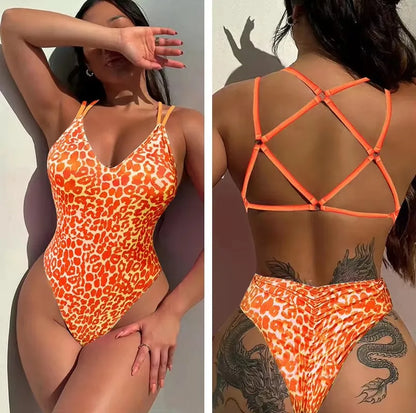 Solid Color or Pattern Swimsuit Pad Beach One Piece Swimwear Women Bathers Hi Cut