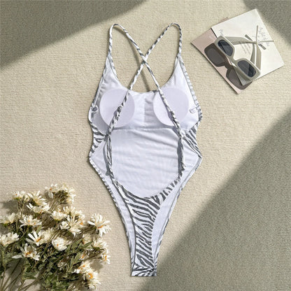 Cross Back High Leg Cut Women Swimwear One Piece Swimsuit Female Extreme String Mini Micro Thong Bather Bathing Suit Swim