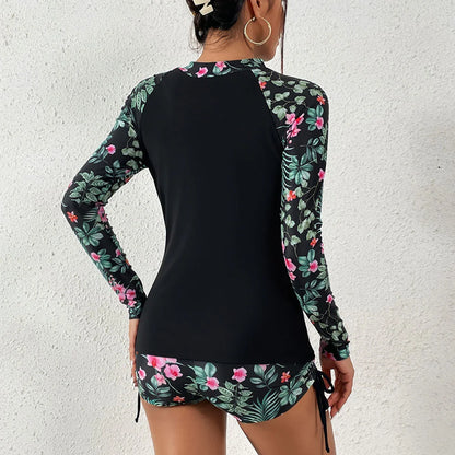 Female Swimsuit With Long Sleeves Swimwear Sports Surfing Tankini Set Beachwear Two-Piece Bathing Suits Pool Women Swimming Suit