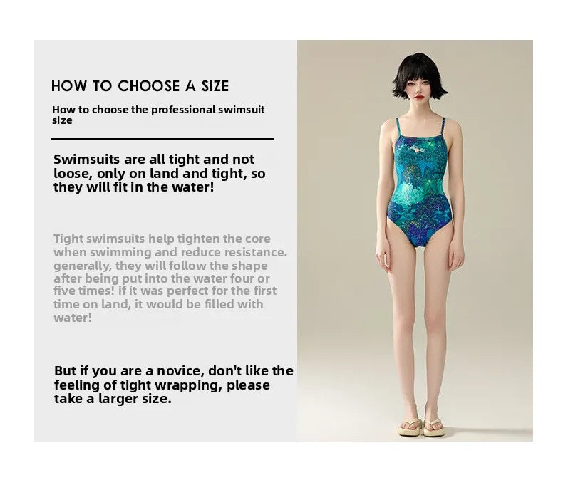 one-piece swimsuit women professional sports racing swimming pool hot spring quick-drying anti-chlorine swimsuit