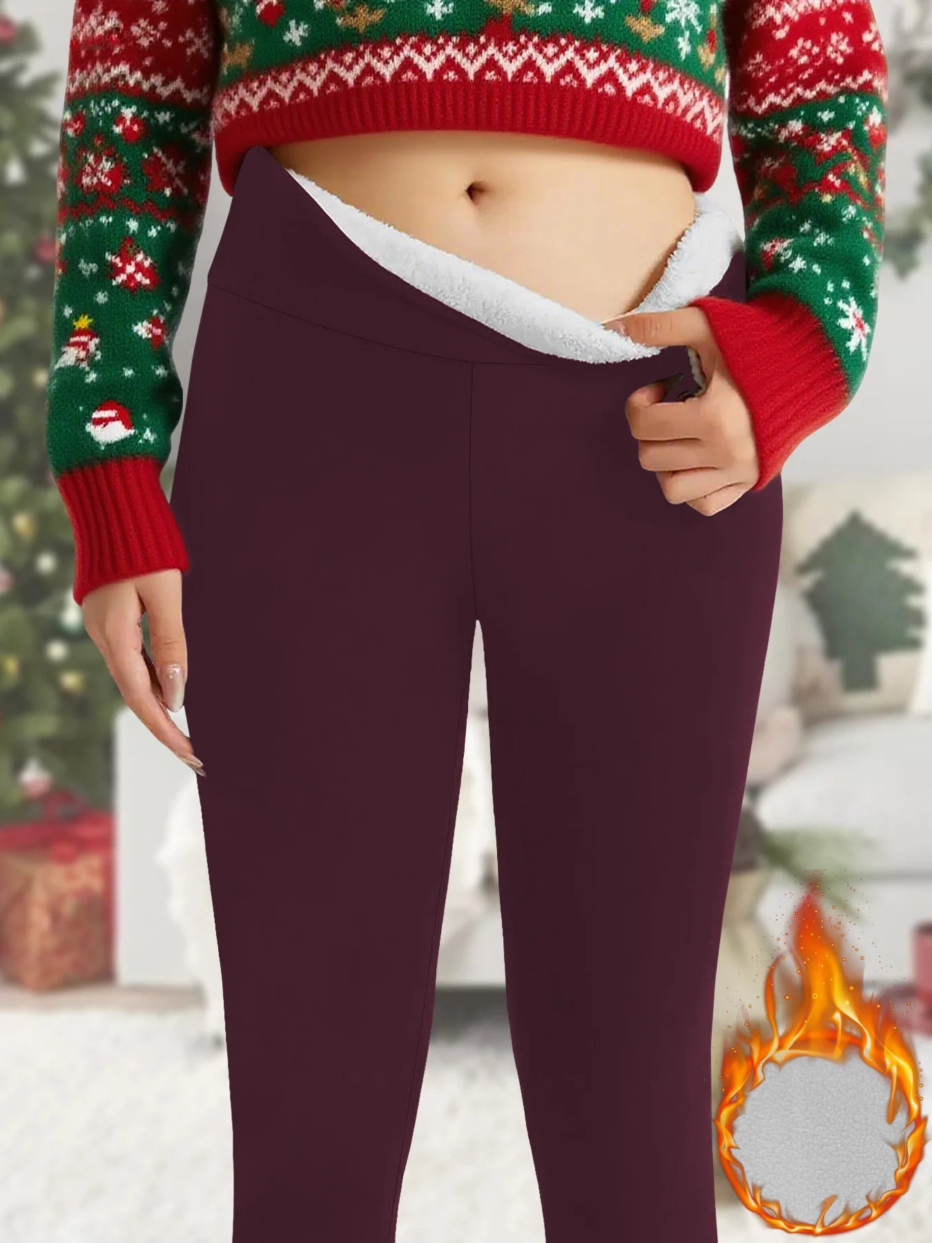 High Waisted Fleece-Lined Leggings for Women，Thick Soft Tummy Control Workout Running Yoga Thermal Warm Pants for Cold Winter
