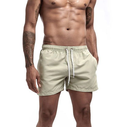 Mens Swim Trunks with Mesh Lining Side Pockets Solid Beach Shorts Quick Dry Lightweight Drawstring Board Shorts Summer Swimwear