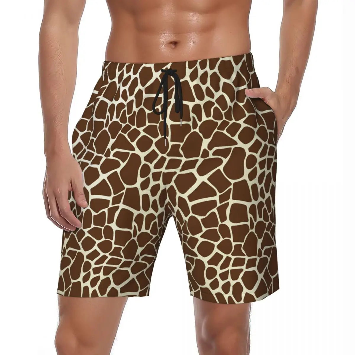 Rainbow Giraffe Board Shorts Summer Animal Print Board Short Pants Men Printed Running Surf Breathable Swim Trunks