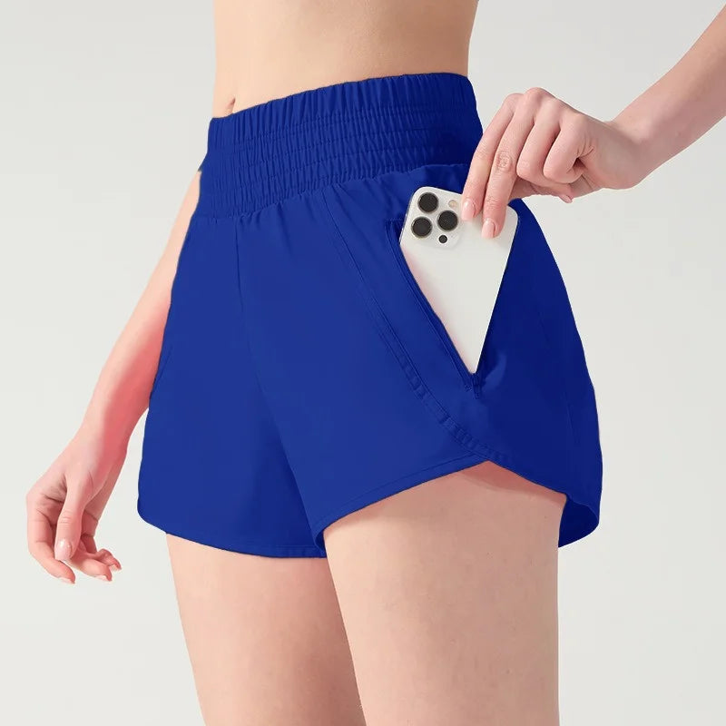 Zipper Pockets Running Shorts Women Running Shorts Tummy Control 3 Inch Quick Dry Athletic Workout Sport Shorts 2 in 1