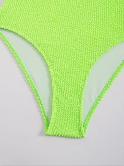 Womens One Piece Swimsuit Swim Leotard Sleeveless Low U Back Soft Cup Textured Monokini Bathing Suit for Beach Tropical Travel