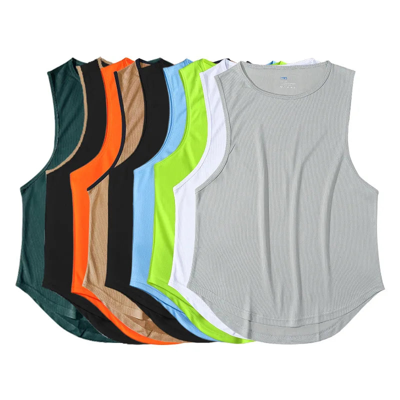 Men's Quick-Drying Sport T-shirt for Fitness and Marathon Workout Sleeveless Basketball Vest Loose Running Tank Top
