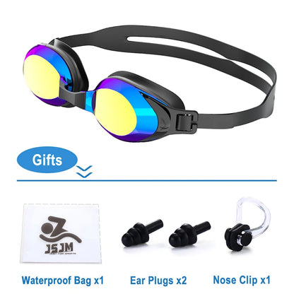 JSJM Swimming Goggles Adults Anti-fog UV Protection Lens Men Women Professional Silicone Adjustable Swimming Glasses Unisex