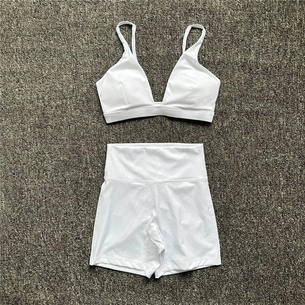 1/2PCS Contour Crop Sport Bra Women Yoga Sets Workout Gym Scrunch High Waist Fitness Push Up Shorts Running Avtive Suits XP187