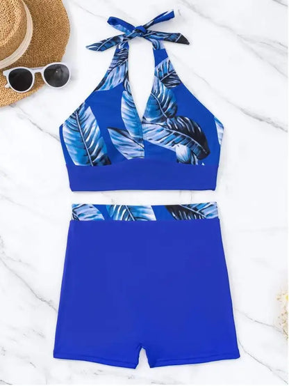 Push Up Bikinis Set Swimwear Women Leaf Print Swimsuit Summer Beach Wear Tankini Bathing Suit
