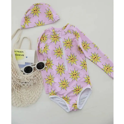 Toddler Girls Swimwear Summer Baby Rash Guard Long Sleeve Swimsuit Boys Bathing One-Piece Kids Clothes