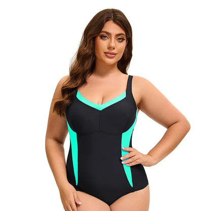Plus Size Swimsuit Women's One Piece Swimsuit Block Color One Piece Bathing Suit Beach Outfit Sport Swim Suits