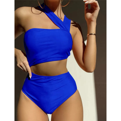 S - XL 13 Colors Asymmetric Cut Out One Piece Swimsuit Women Swimwear Female One Shoulder Padded Bather Bathing Suit Swim