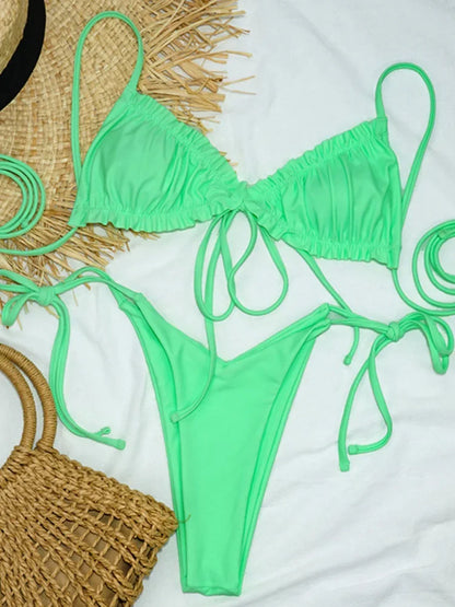Ruffle Frilled Micro Thong Bikini Women Swimwear Female Swimsuit Two-pieces Bikini set String Bather Bathing Suit Swim