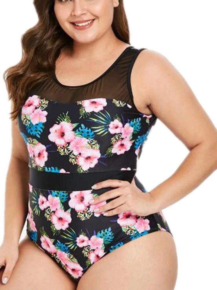 One Piece Plus Size High Waist Swimsuit Women Push Up Large Size Swimsuit Summer Mujer Big Size Tummy Control Swimwear
