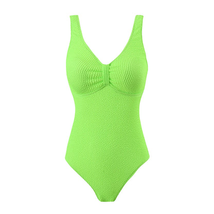 Womens One Piece Swimsuit Swim Leotard Sleeveless Low U Back Soft Cup Textured Monokini Bathing Suit for Beach Tropical Travel