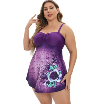 Plus Size 8XL 10XL Swimwear Women Tankini Swim Dress Swimsuit With Bottoms Female Two Pieces Bathing Suit Tankini Swimsuits Beachwear