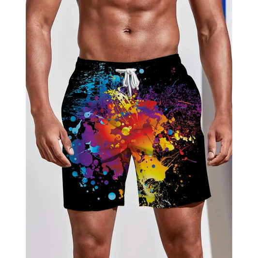 Summer Seasons Rendering Shorts Graffiti 3D Printing Men's Beach Pants Swimming Comfortable Quick Drying Fashion Youth Loose Men