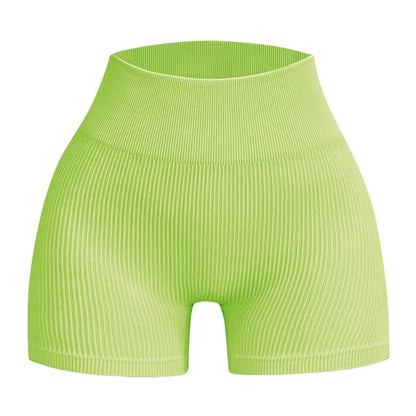 Women's High Waist Ribbed Seamless Yoga Shorts Squat Proof Hip Lifting Fitness Workout Running Sports Gym Leggings Sale