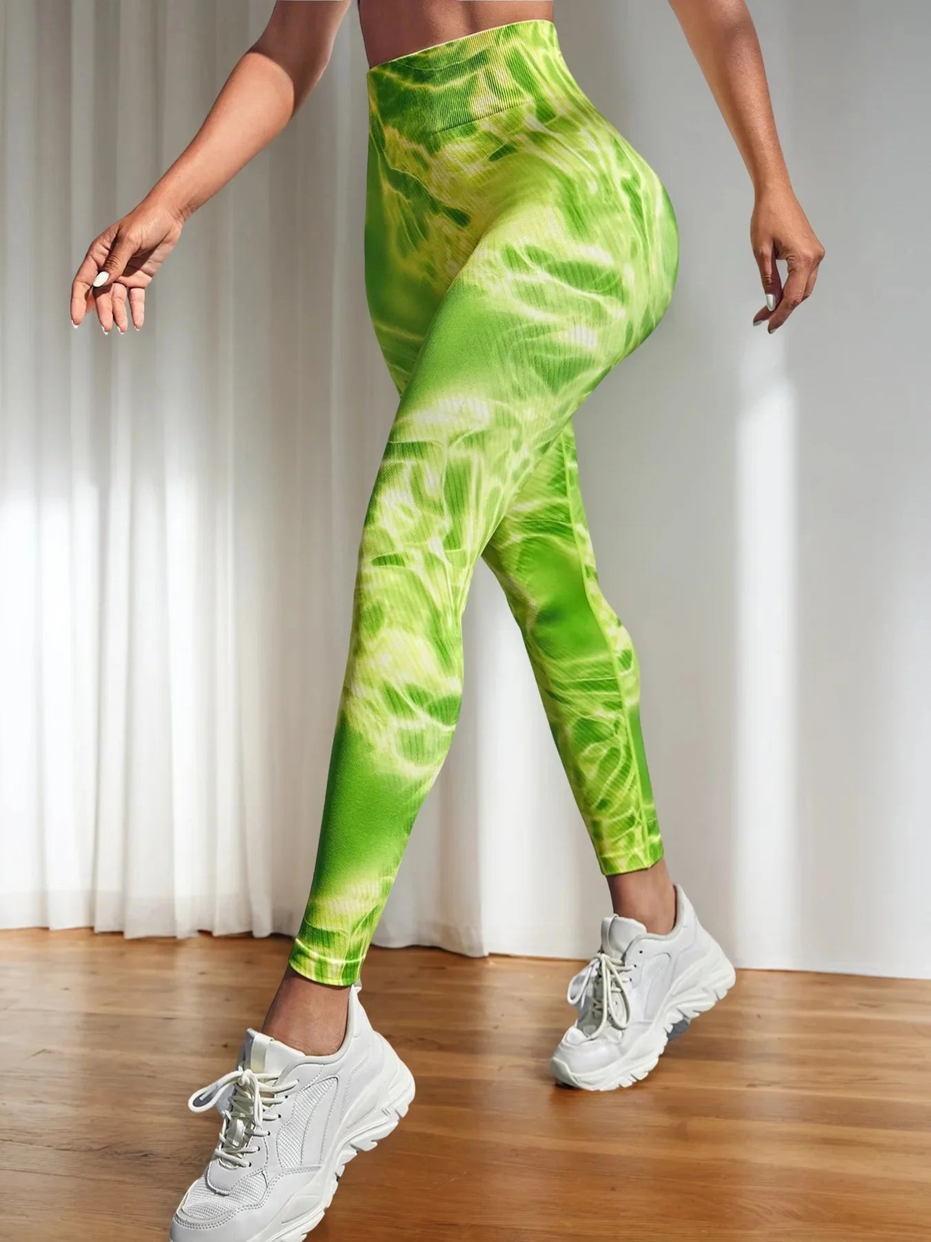Seamless Peach Hip Leggings Lifting Line Tight Fitting European American Cross-Border Sports Fitness Leggings Tie-Dye