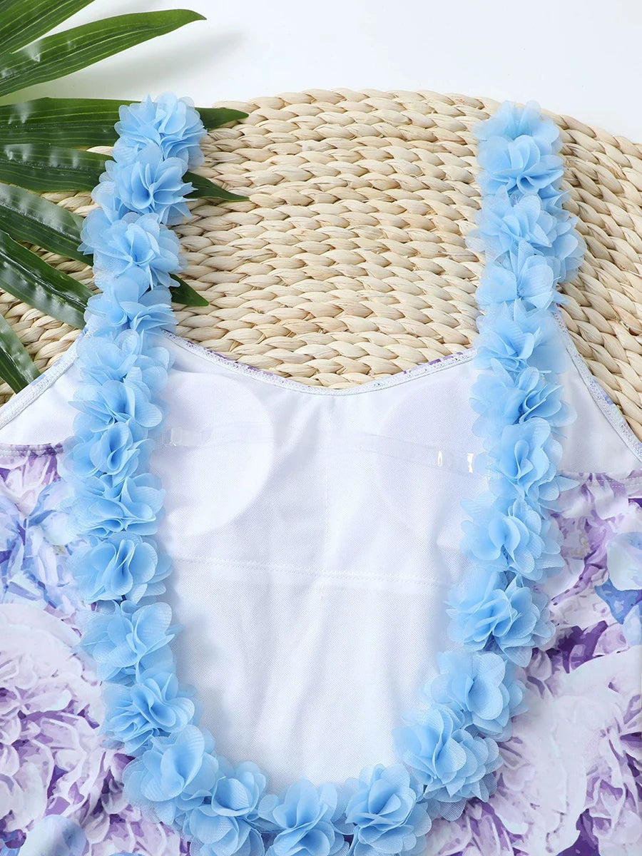Printed Swimsuit One Piece Ruffle Backless Swimwear Women Floral Bathing Swimming Suit Female Summer Beachwear Bodysuit