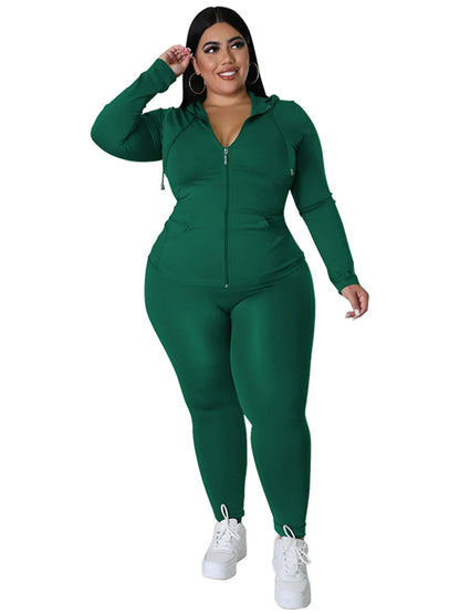 Wmstar Plus Size Two Piece Outfits Women Hoodies Sweatsuit Leggings Pants Sets Solid Stretch Matching