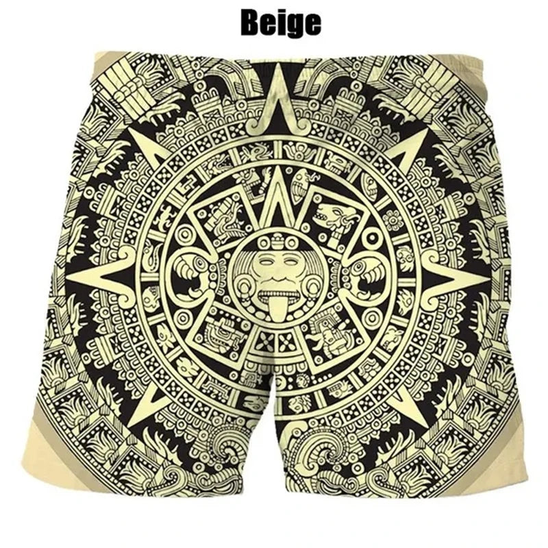 Men's & Boys' Aztec Calendar Print Board Shorts