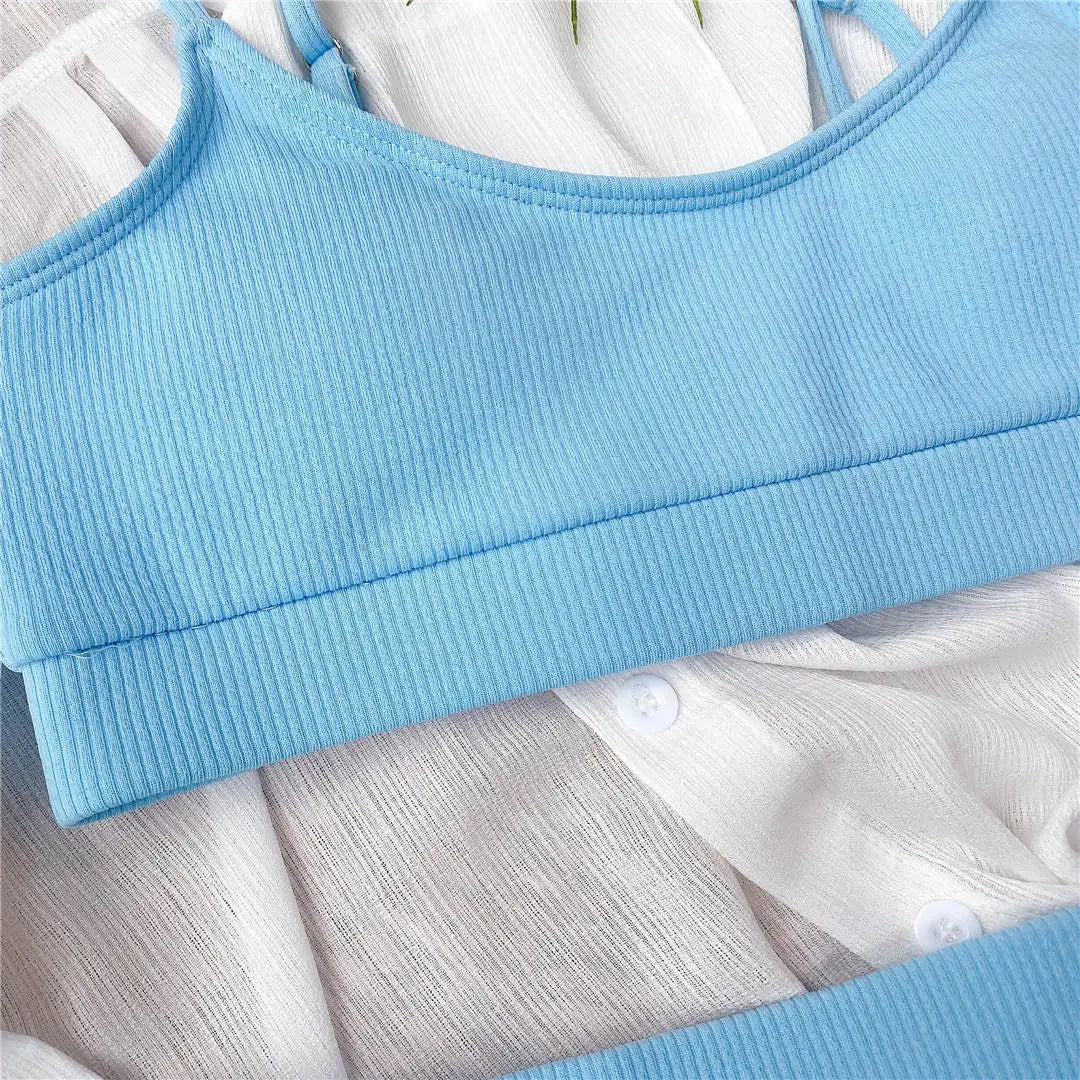 Colourful Ribbed Female Swimsuit High Waist Bikini Women Swimwear Two-piece Bikini set Bather Bathing Suit Swim Lady