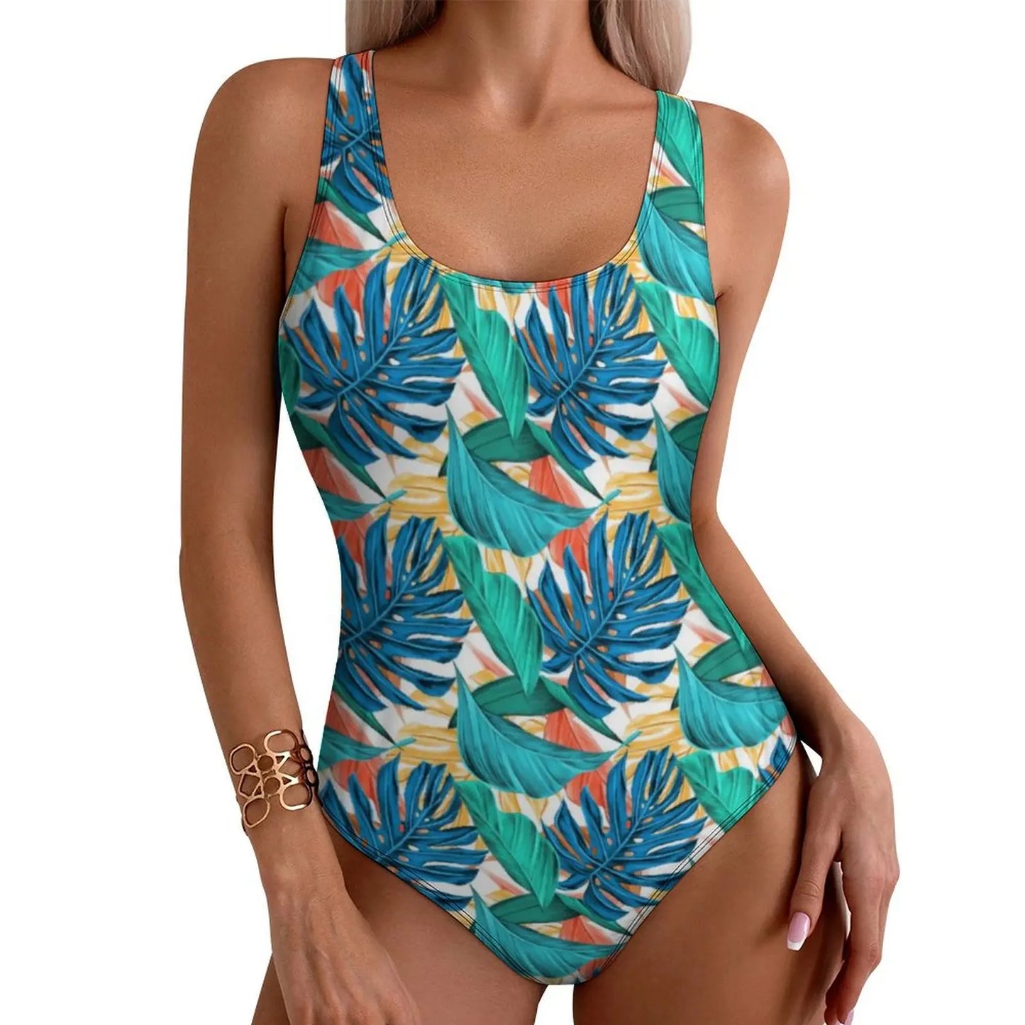 Tropical Swimsuit Flower Print Swimwear One-Piece Fitness Custom Bodysuit Hollow Out Bathing Suit Female Push Up Beachwear