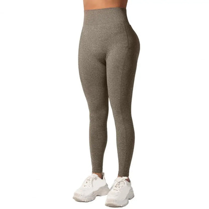 Seamless Leggings Yoga Woman Fitness Elastic Breathable Hip-lifting Leisure Sports Tights Side Pocket Style Gym Trousers