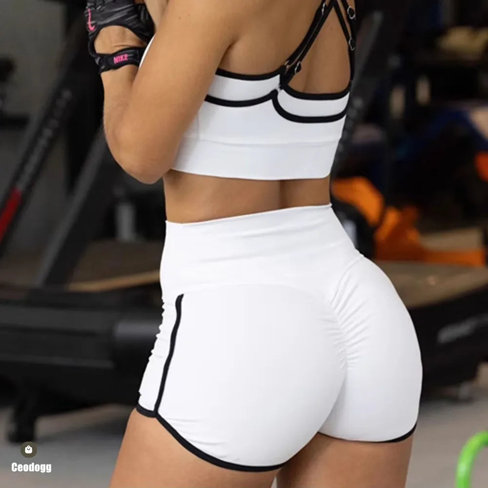 Women's Sports Yoga Shorts High Waist Scrunch Fitness Running Cycling Quick Dry Exercise Female 3 Points Yoga Shorts