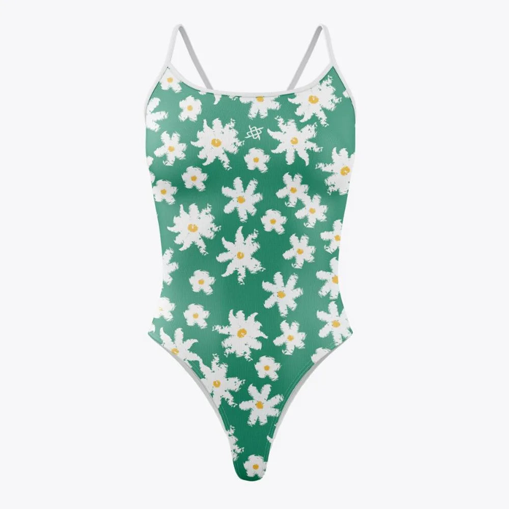 Women One-piece Swimsuit Summer Racer Back Beach Printing Bathing Suit Open Water Training Race Swimwear Quick Drying Swim Suit