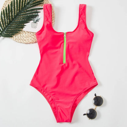 Multi Designs Color Printed Zipper Swimsuit One Piece Swimwear Women Floral Bathers Bathing Swimming Swim Suit Female Beachwear