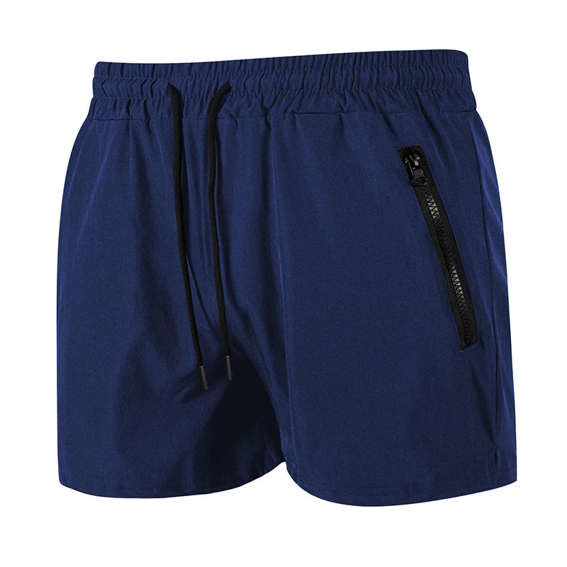 Men's Gym Workout Running Shorts with Zipper Pockets Mesh Liner Summer Sports Athletic Quick Dry Stretchy Shorts Swim Trunks