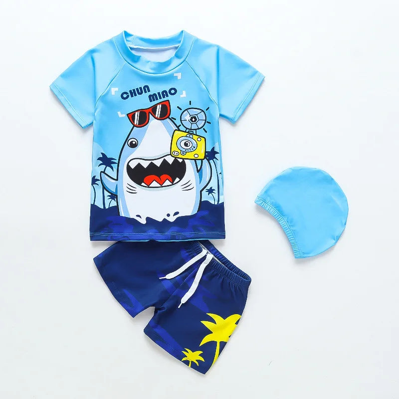 Boys Swimwear Two Pieces Swimsuits Toddler Boys Floating Suit Children Surfing Suit Kids Cartoon Beach Wear Swimming Trunks