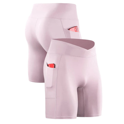 Running Shorts Pants Pockets Men's High Waist Elastic Running Tights Cycling Fitness Yoga Quick Drying External Wear Marathon
