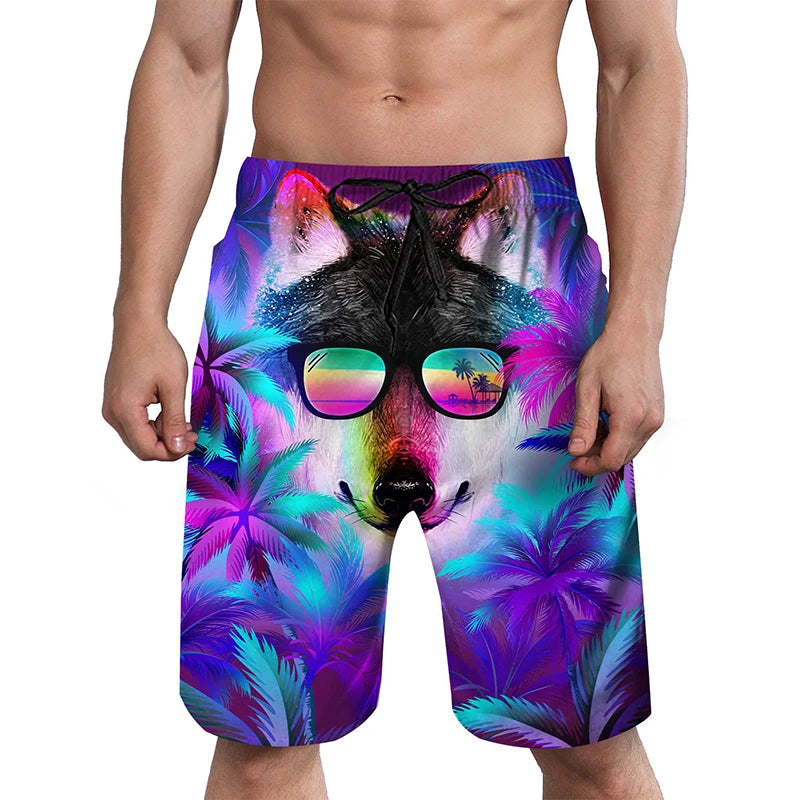 3D Print Quick Dry Swim Trunks For Men Summer Casual Surf Elastic Waist Beach Shorts Men's Drawstring Boardshorts Streetwear