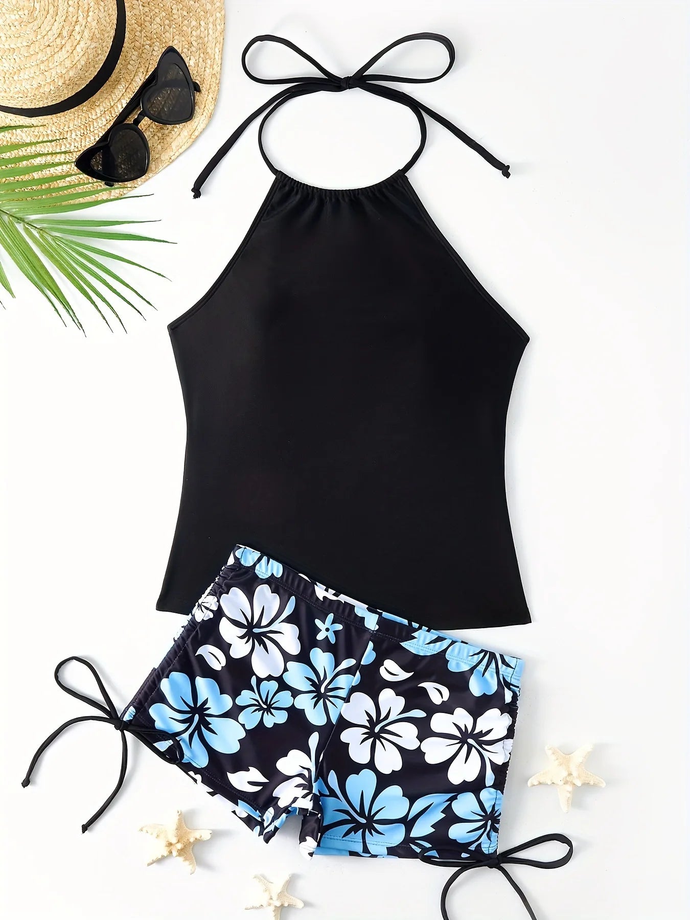 Beachwear Swimwear Women Tankini Bikini Set Woman Swimsuit Two-Piece Sleeveless Backless Bathing Suit Beach Shorts Monokini