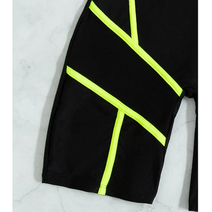 Solid Short Sleeve Swimwear Women Hollow Mesh Push Up One Piece Swimsuit Monokini Summer Beach Bathing Suit
