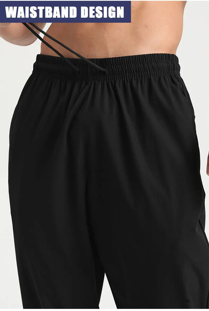 Men Gym Jogging Sport Pants Thin Loose Quick-Dry Long Exercise Clothing Zipper Pockets Training Bodybuilding Trouser Marathon