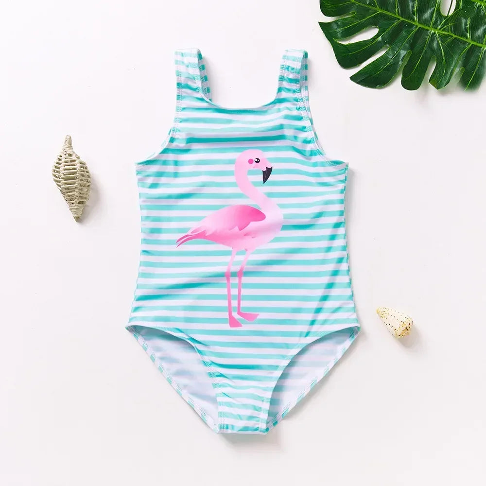 Girls One Piece Swimsuits Rainbow Print Backless Swimwear for Children Summer Kids Bathing Suits Bikinis 2-8 Years Children