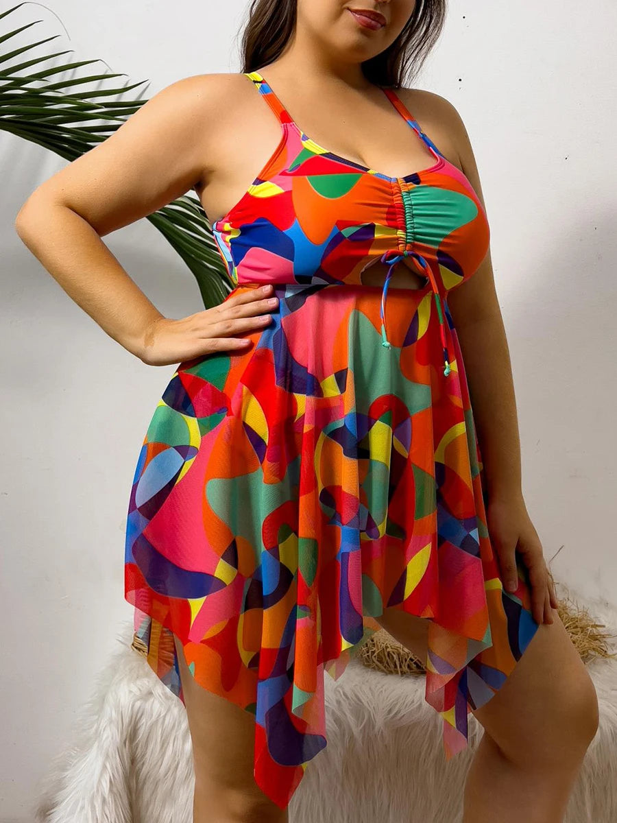 Tankini Set 2 Pieces Large Plus Size Swimsuit Women Swim Dress Swimwear Female Bathers Bathing Swimming Suit Beachwear