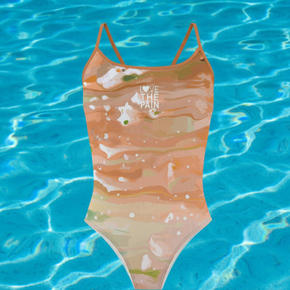 Love The Pain Women's One Piece Swimsuit Professional Athletic Competition Training Quick Dry Sports Training Swimwear Chlorine resistant Australian Pool