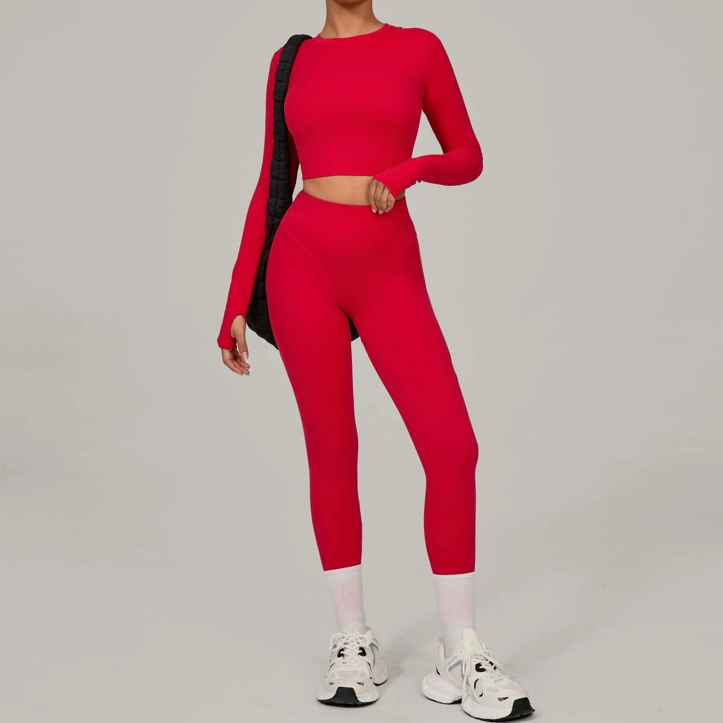 Seamless Yoga Sets Sports Fitness Hip-lifting High Waist Skinny Long-sleeved Suit Running Workout Gym Leggings Sets Women
