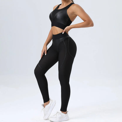 Bright Solid Colour Options Gym Set Women Mesh Suit for Fitness Sportswear 2024 Tracksuit Yoga Clothes Transparent 2 Piece Sets Women Outfit Black Pink