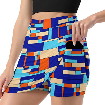 80s Color Block Print Skirt  Kawaii Mini Skirts Summer High Waist Graphic Street Style Casual Skirt Big Size 3XL 4XL