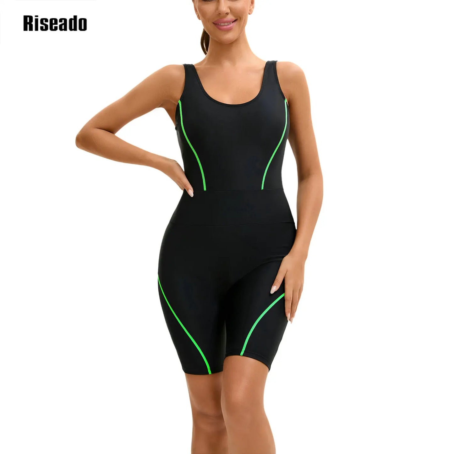 Women's Boyleg Sport One Piece Swimsuit Sleeveless Athletic Swimwear Training Bathing Suit