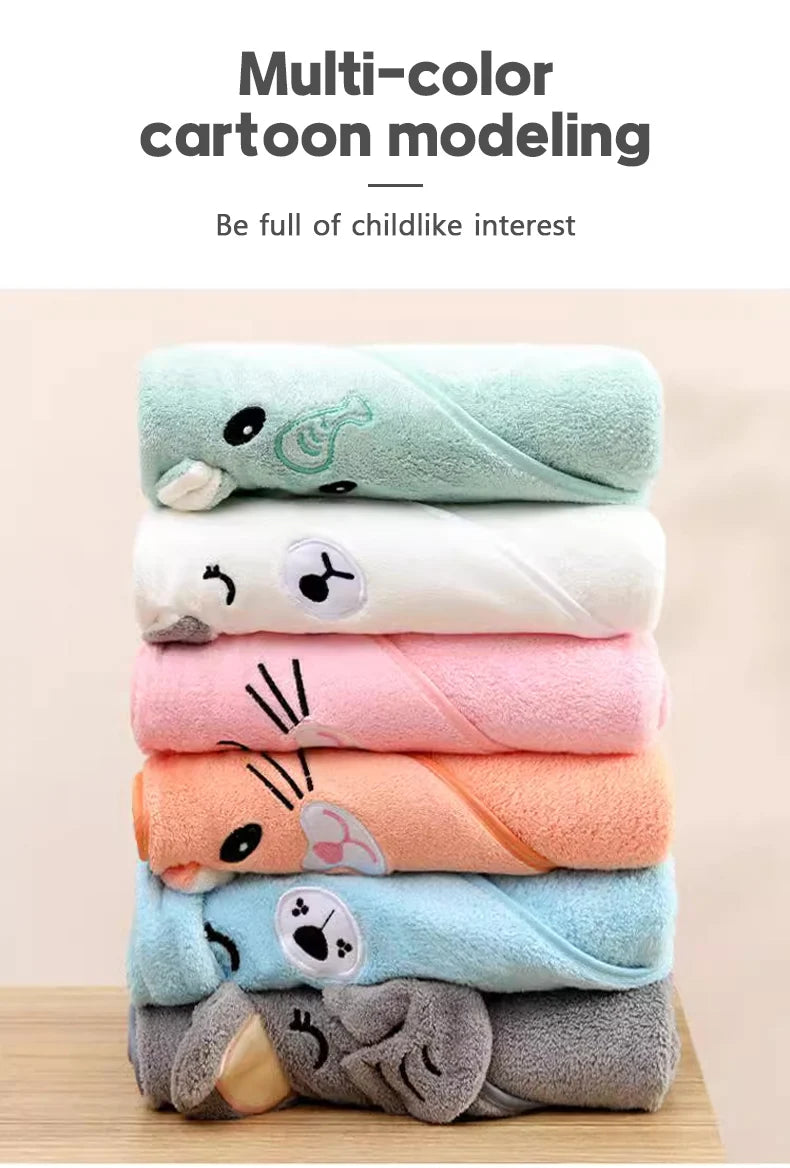 Cute Bath Towel for Baby Soft Absorbent Towel Newborn Swaddle Wrap Baby Blankets for Girls Boys