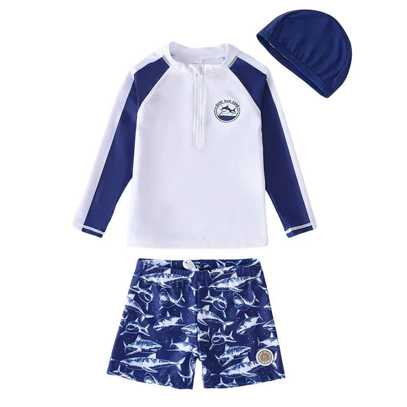 Swimsuit Boy Orange Rash Guard Kids UPF50 UV Protection Beach Clothes Long Sleeve Swimwear Children Swimming Bathing Suit Zipper