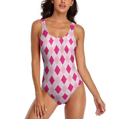 Geometric Art Swimsuit Yellow Brick Road Print One-Piece Swimwear Push Up Elegant Monokini Beach Pattern Swimsuits