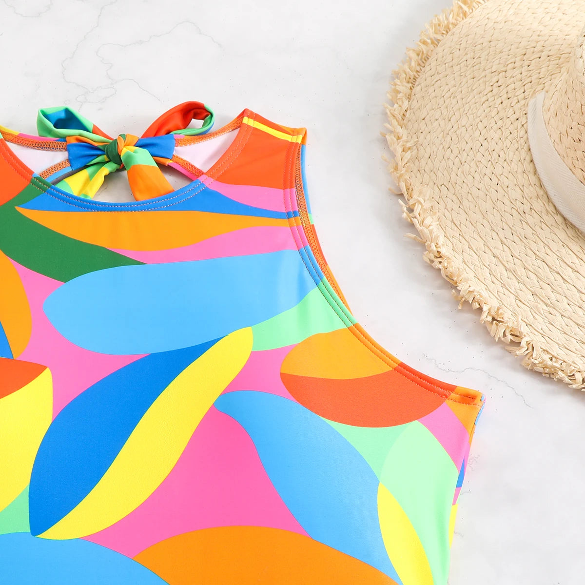 Color Block Swimsuit One Piece Backless Printed Swimwear Women Bathers Bathing Swimming Swim Suit Padded Beachwear Summer
